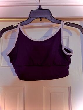 Sexy Y2K Dark/Navy Blue Contrast-Trim Criss-Cross Crop Tank - Size Medium